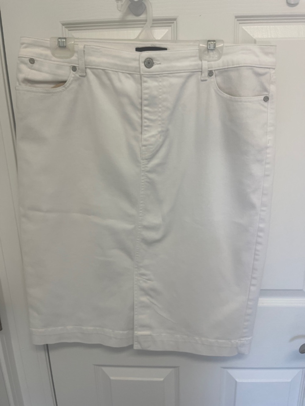 Talbots White Denim Skirt with Front Button